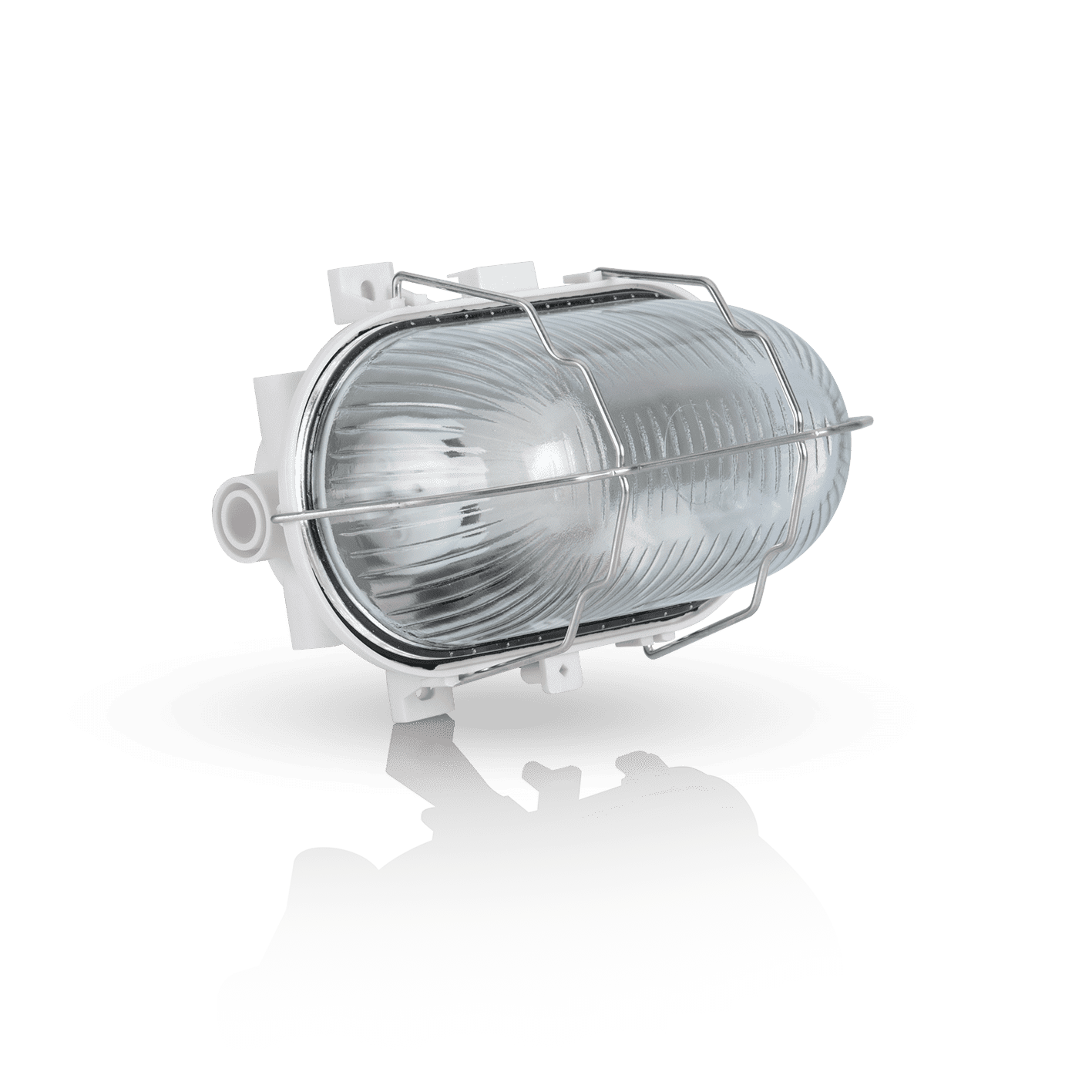 OLHO DE BOI COM GRELHA METAL OVAL 180MM BRANCO