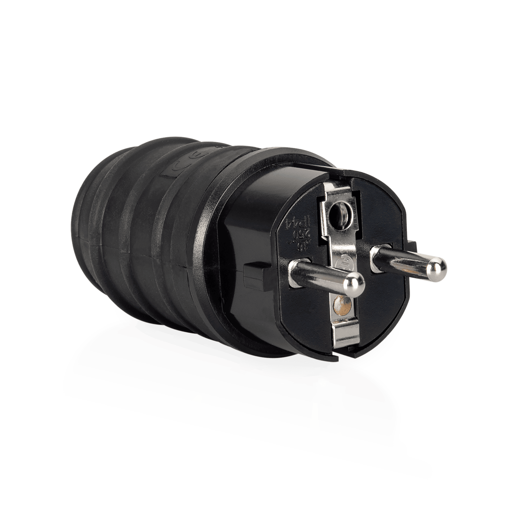 FICHA MACHO SCHUKO BORRACHA LONGA 2P+T 16A