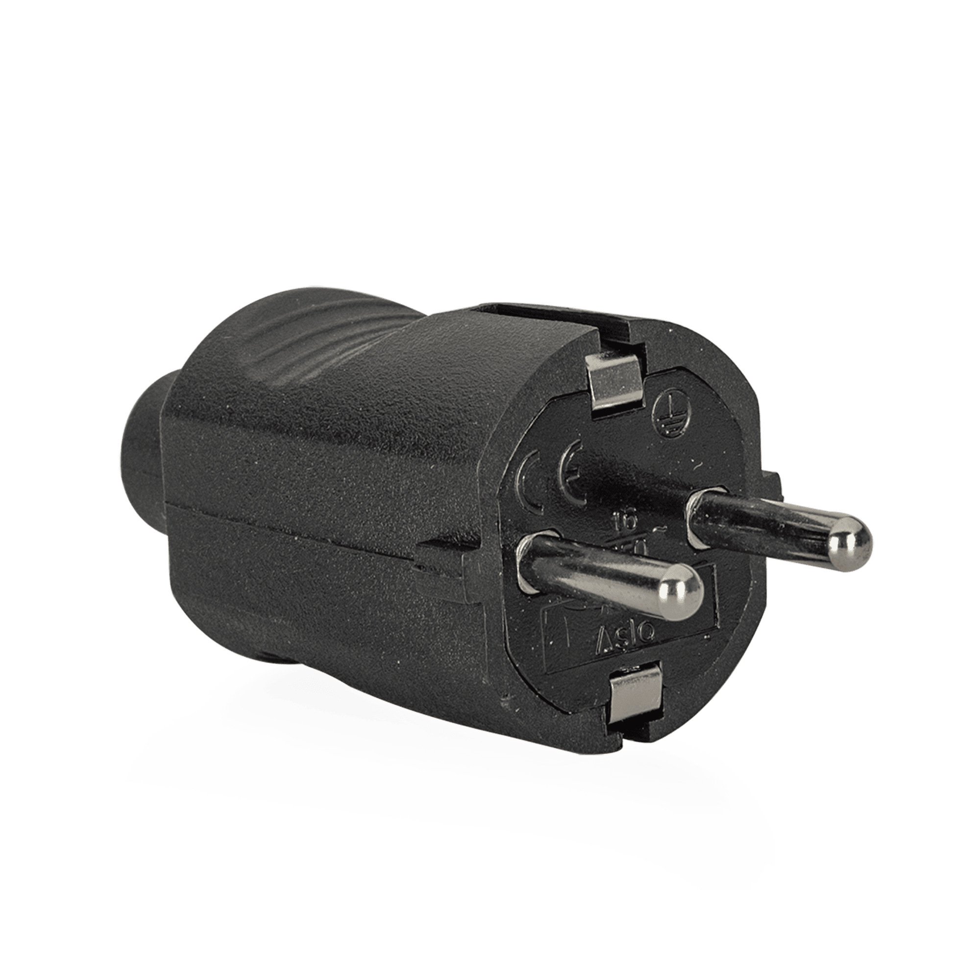 FICHA MACHO TIPO SCHUKO BORRACHA 2P + T 16A