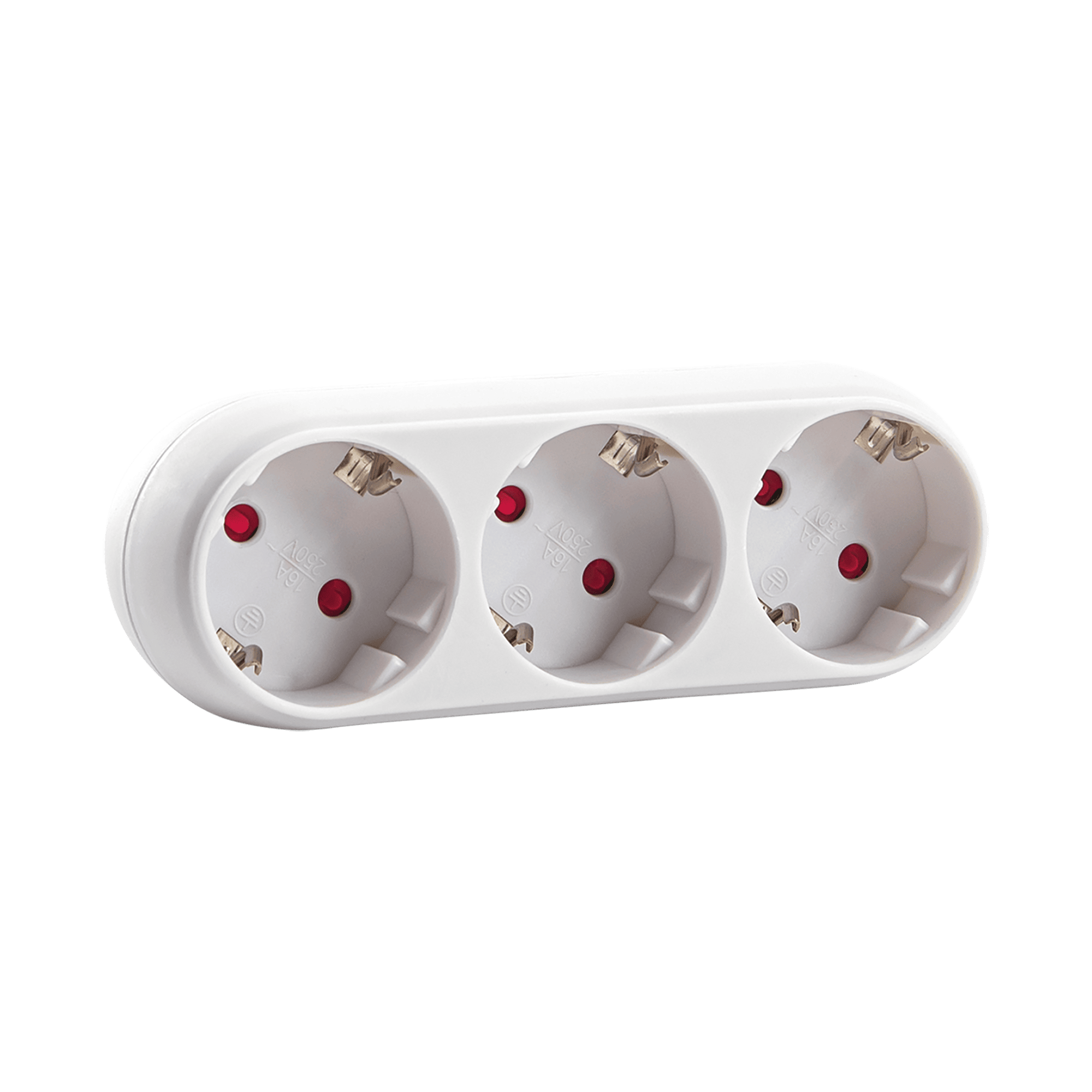 FICHA TRIPLA TIPO SCHUKO PLANA 2P + T