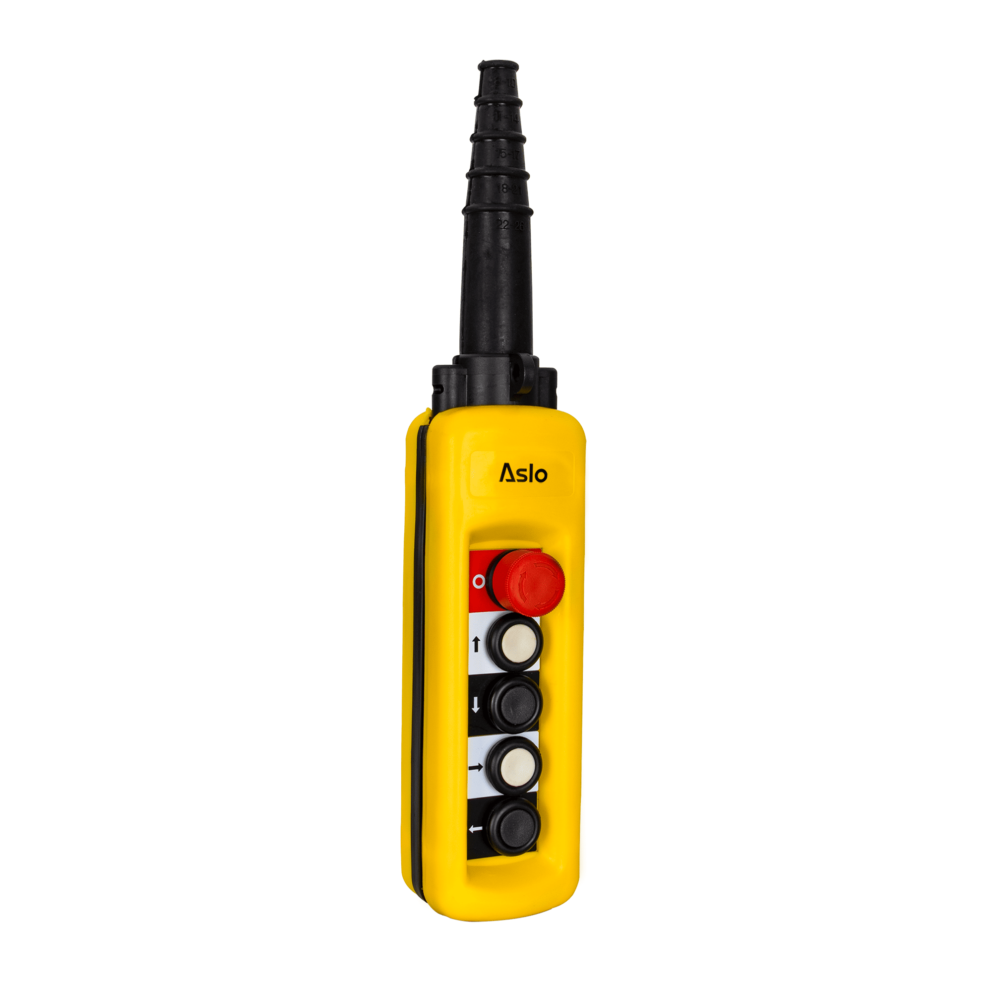 ESTAÇÃO DE CONTROLO PENDENTE COM 4 BOTÕES (NA) + 1 X COGUMELO (NF)