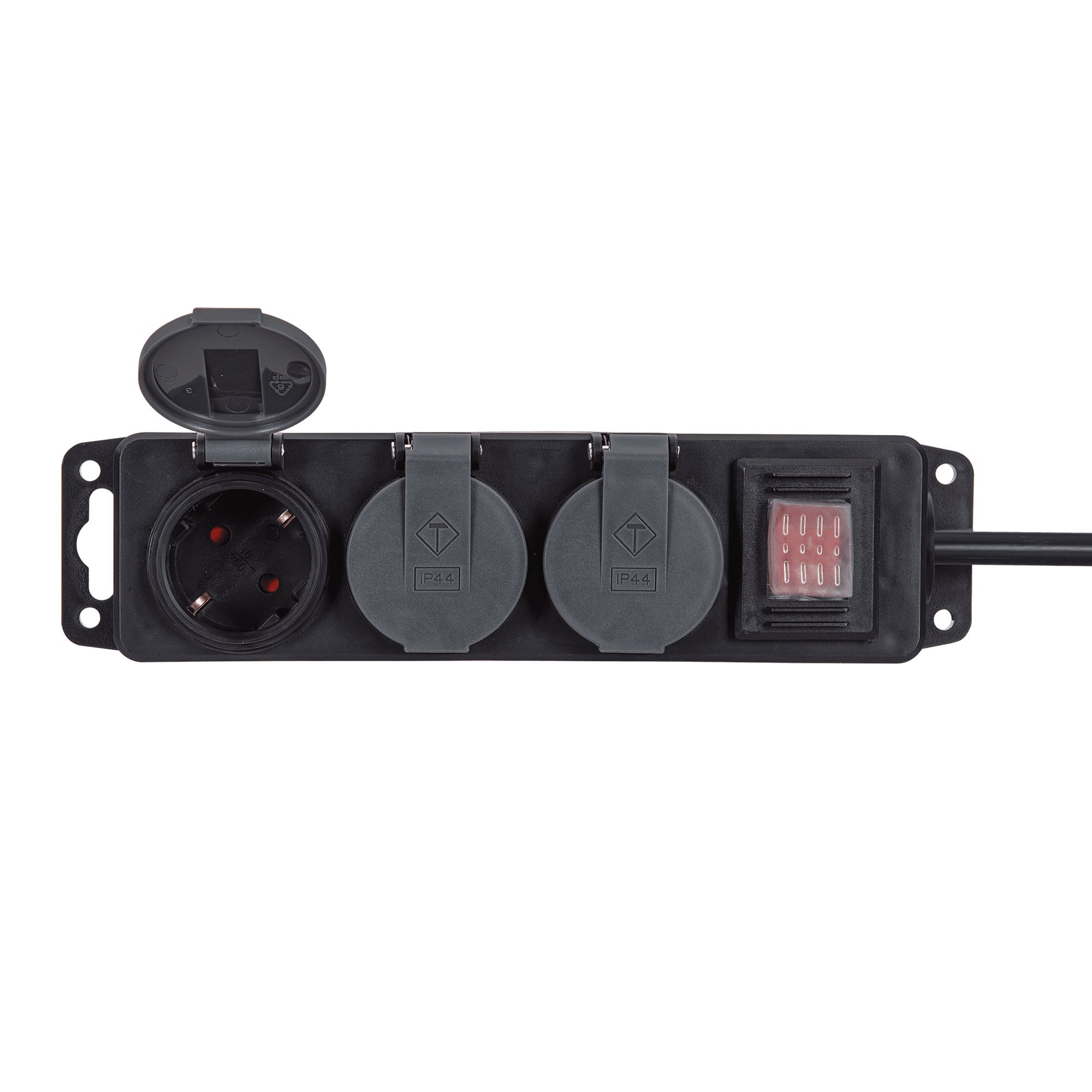 BLOCO TRIPLO COM INTERRUPTOR 3 X 2P + T | IP44 COM CABO 3G1,5MM² - 3M