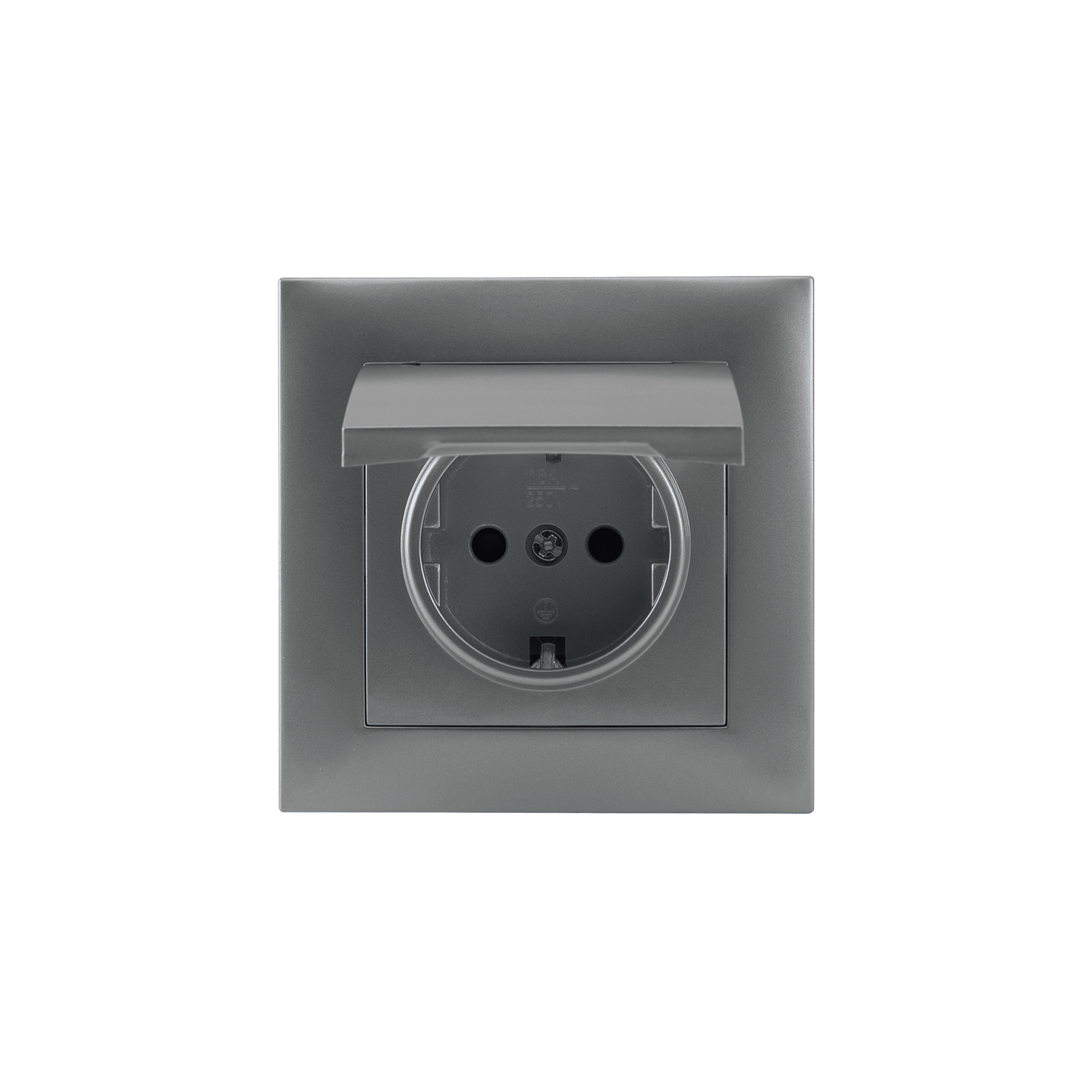 TOMADA TIPO SCHUKO COM OBTURADORES E TAMPA 2P + T