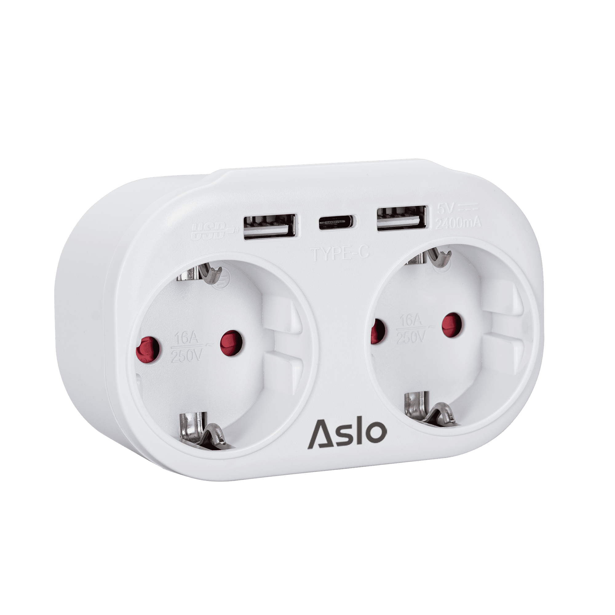 FICHA DUPLA SCHUKO 2X2P+T 16A / 2XUSB A + 1XUSB C