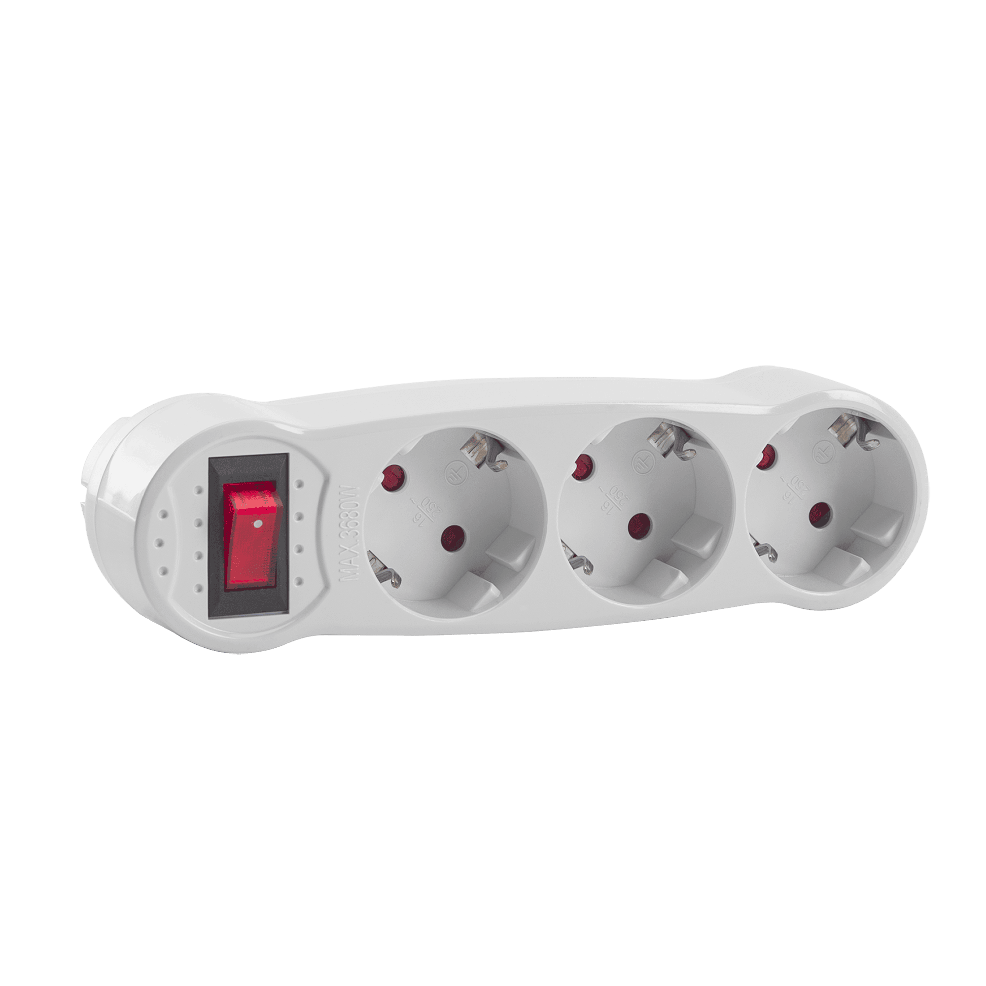 FICHA TRIPLA SCHUKO PLANA COM INTERRUPTOR 2P + T