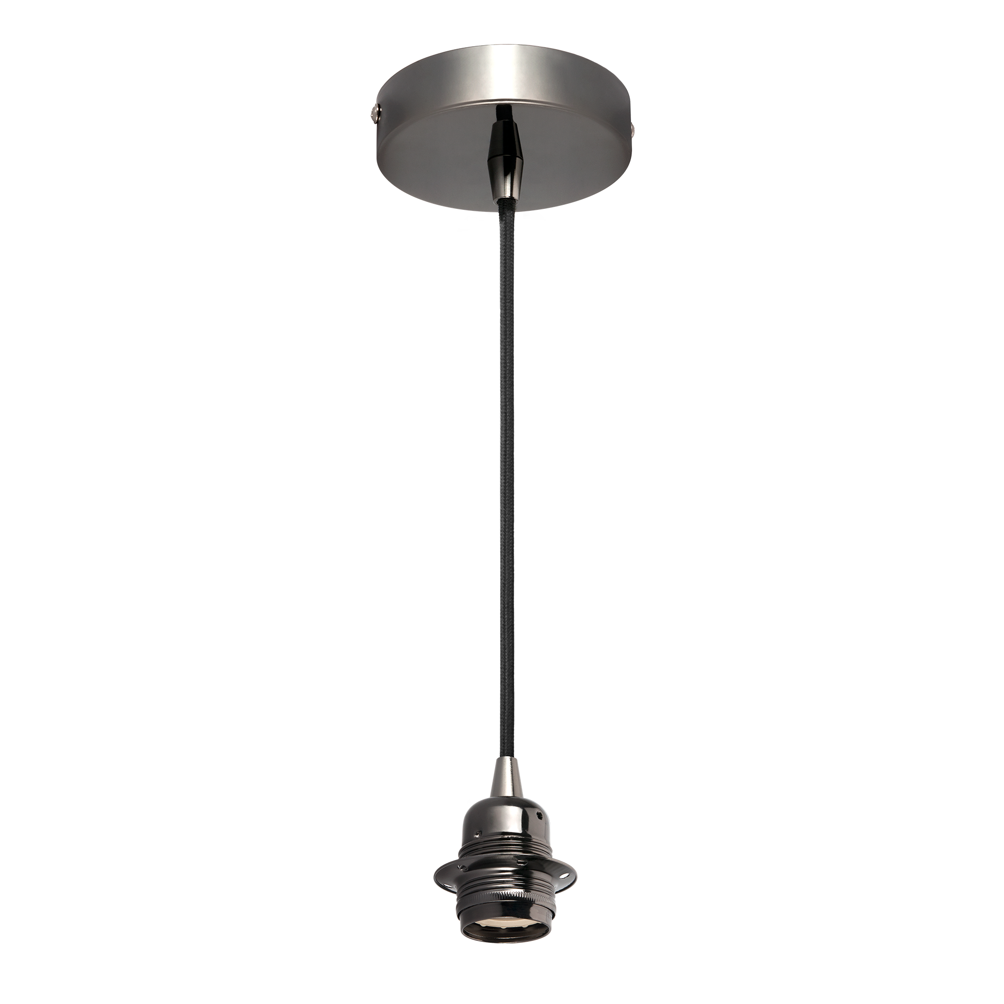 SUSPENSÃO METÁLICA COM SUPORTE COM ANILHA E27 PRETO