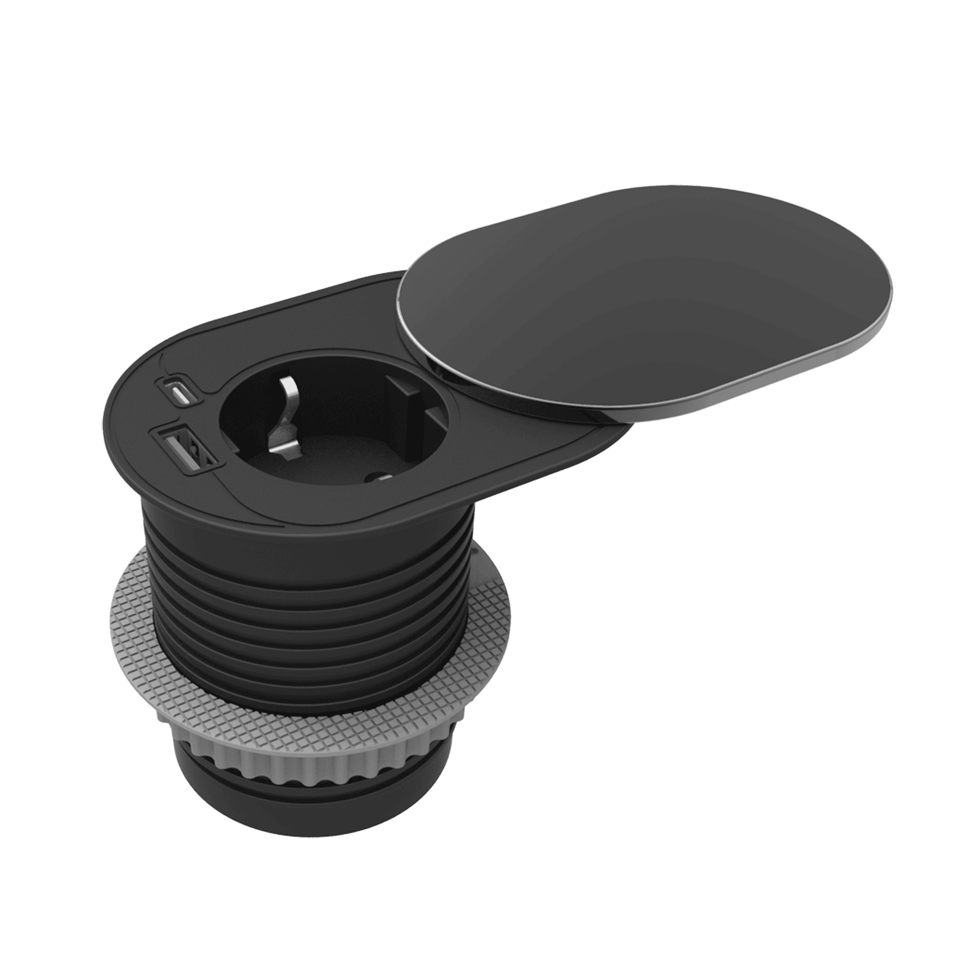 TOMADA SECRETARIA COM TAMPA DESLIZANTE 2P+T 16A/USB A+C