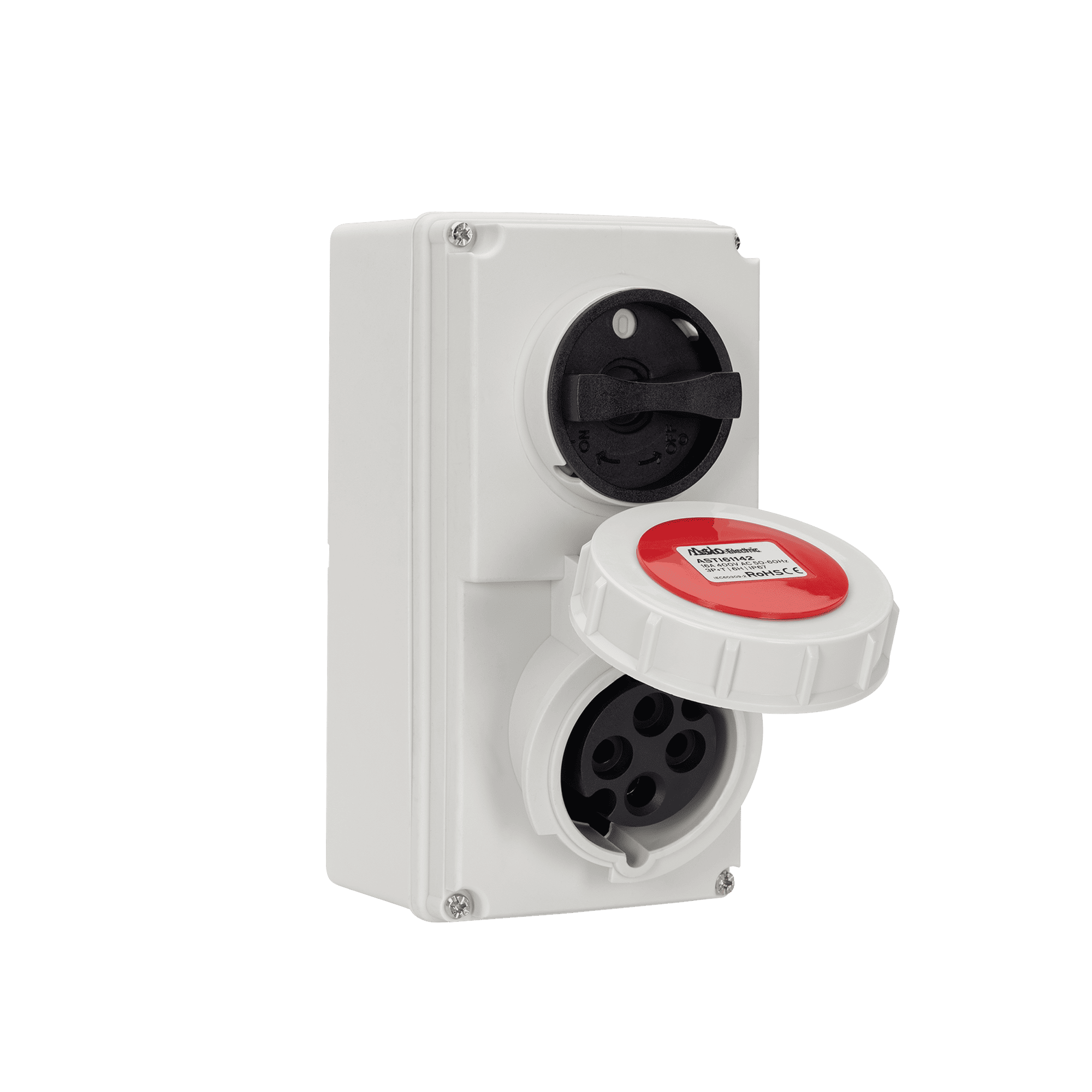 TOMADA MURAL COM INTERRUPTOR DE BLOQUEIO 3P+T 400V 6H IP67