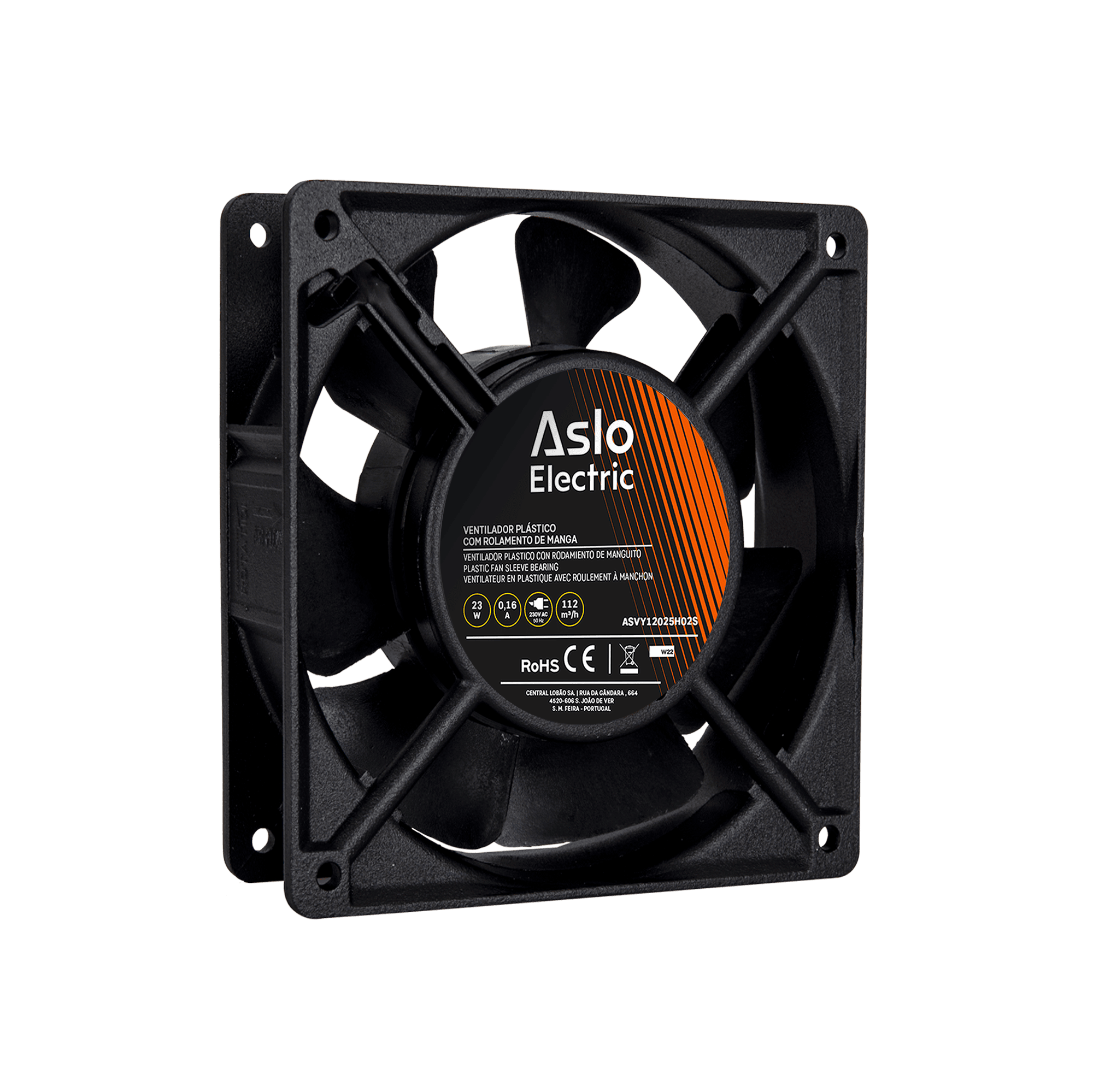 VENTILADOR PLÁSTICO 230V 120X120X38MM COM ROLAMENTO DE ESFERAS