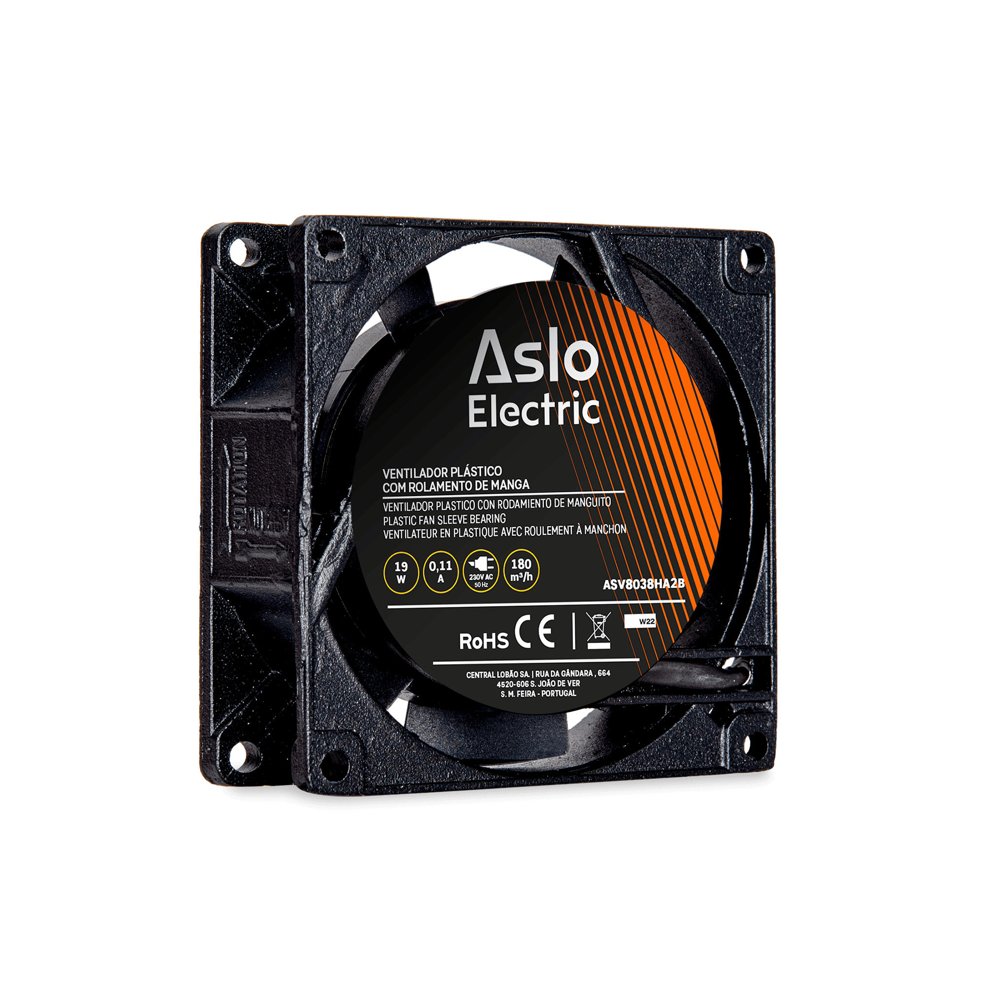 VENTILADOR PLÁSTICO 230V 80X80X38MM COM ROLAMENTO DE BOLAS