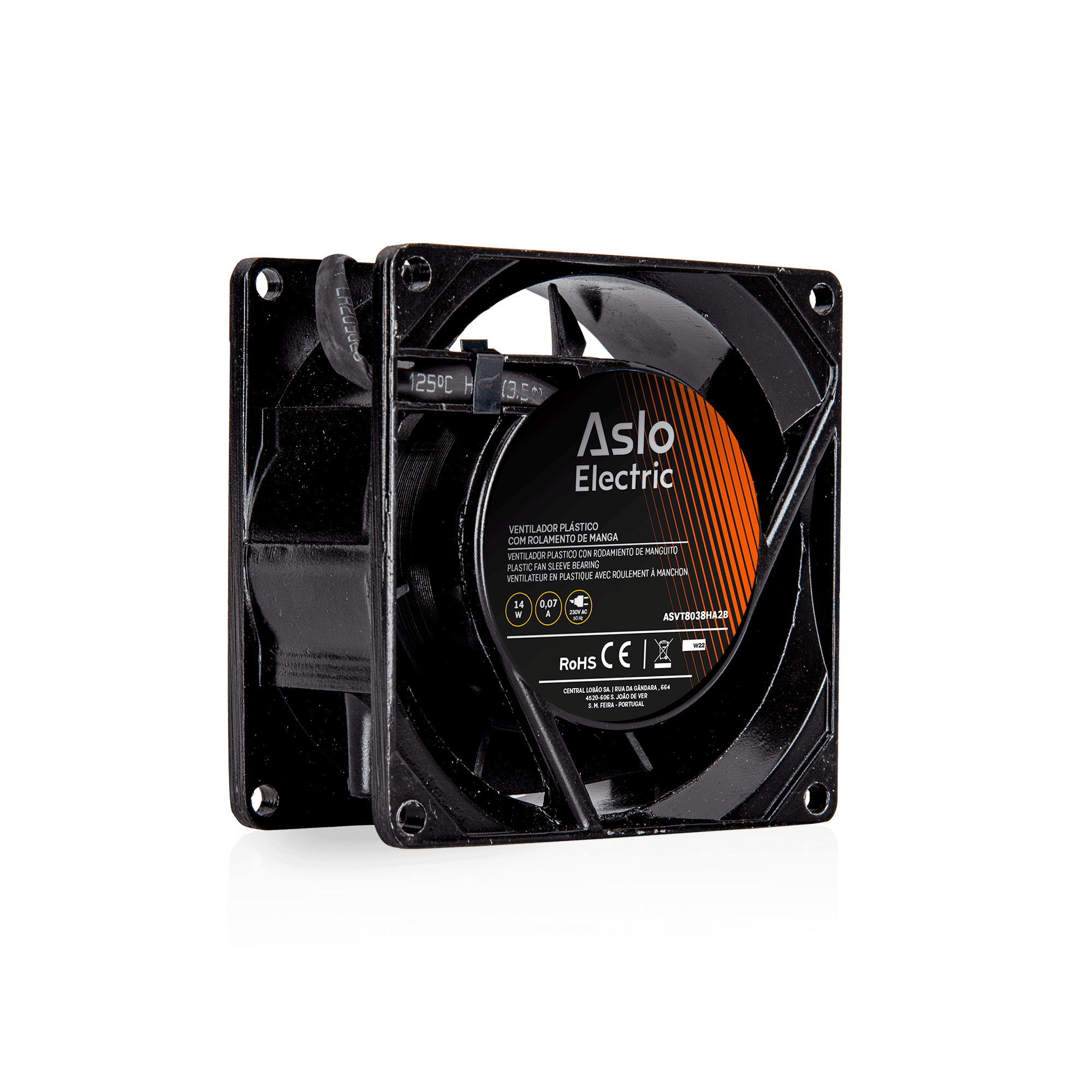 VENTILADOR METÁLICO 230V 80X80X38MM COM ROLAMENTO DE ESFERAS