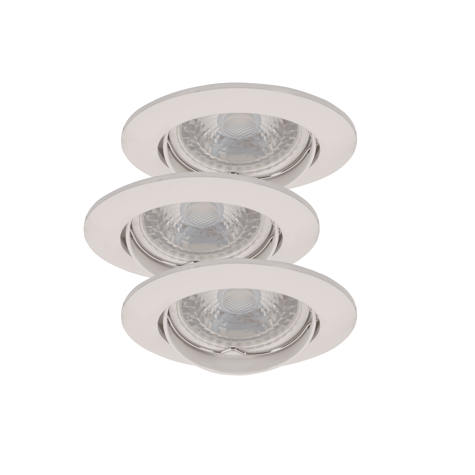 CONJUNTO DE 3 AROS REDONDOS BASCULANTES DE EMBUTIR COM LÂMPADAS LED E SUPORTES GU10