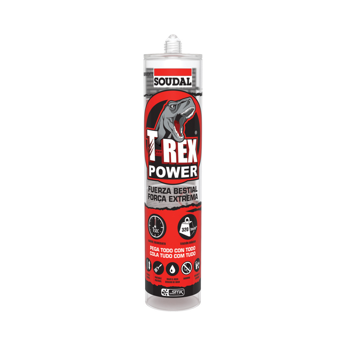 T-REX: COLA E VEDA T-REX POWER TRANSPARENTE 290ML