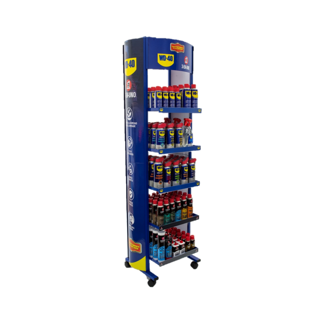 EXPOSITOR WD-40 METÁLICO AZUL 179,5X46,5X40CM