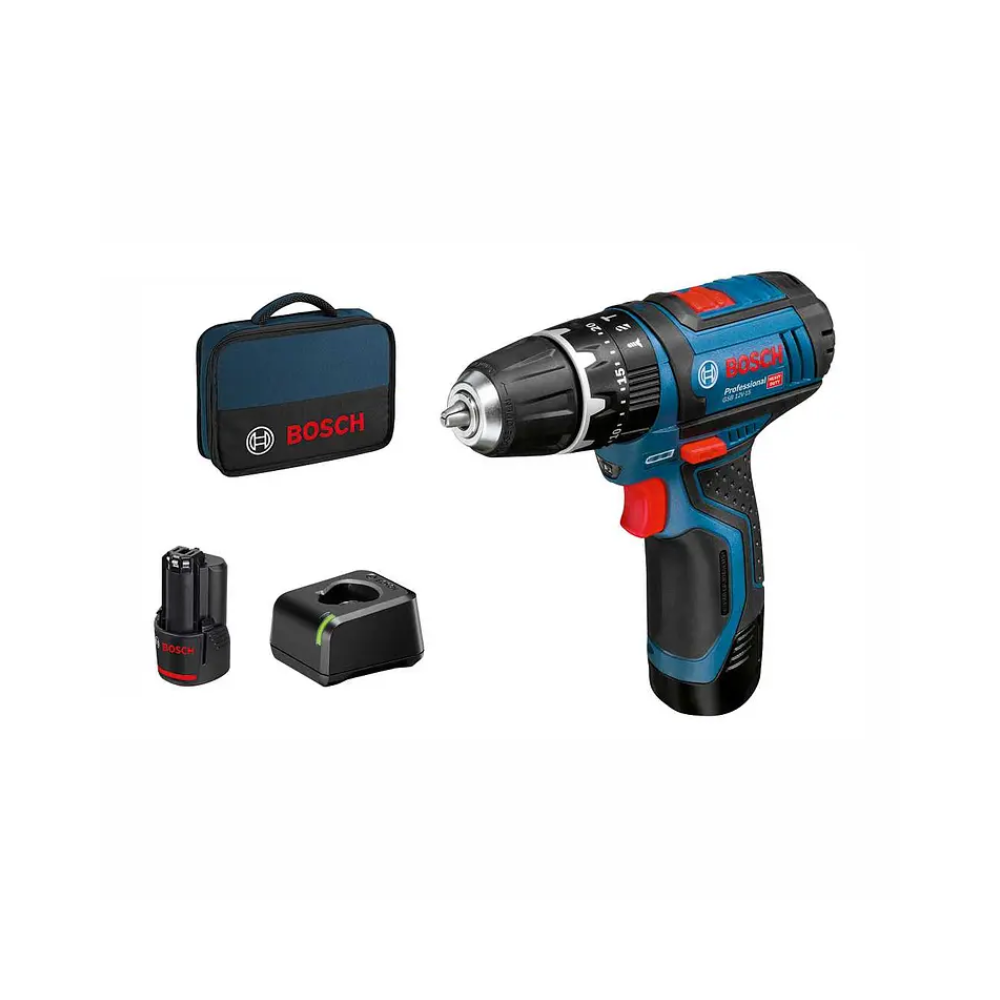 BERBEQUIM GSB 12V-15 + 2 BATERIAS 2,0AH, BOLSA E ACESSÓRIOS