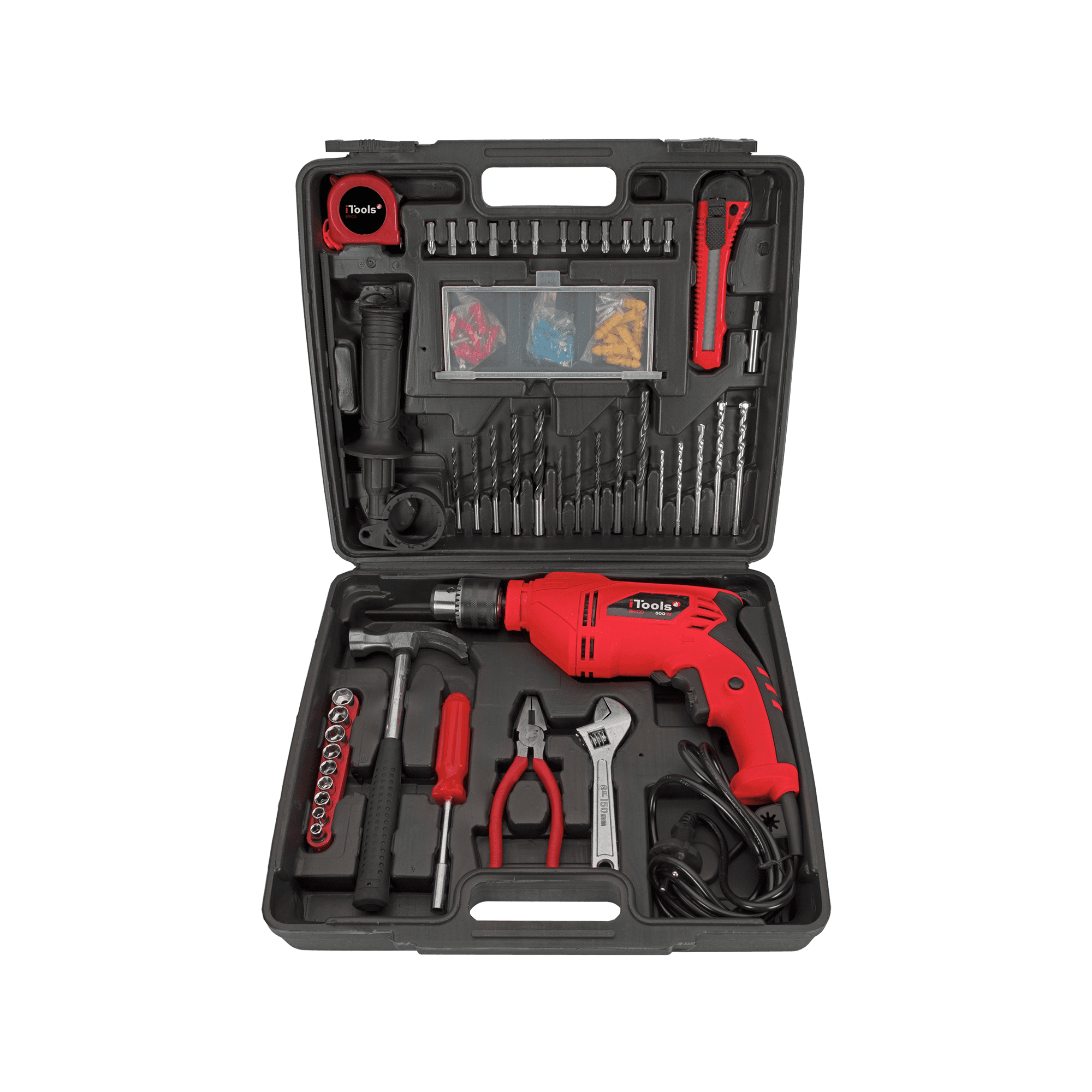 CONJUNTO BERBEQUIM 500 W + MALA 44 PEÇAS