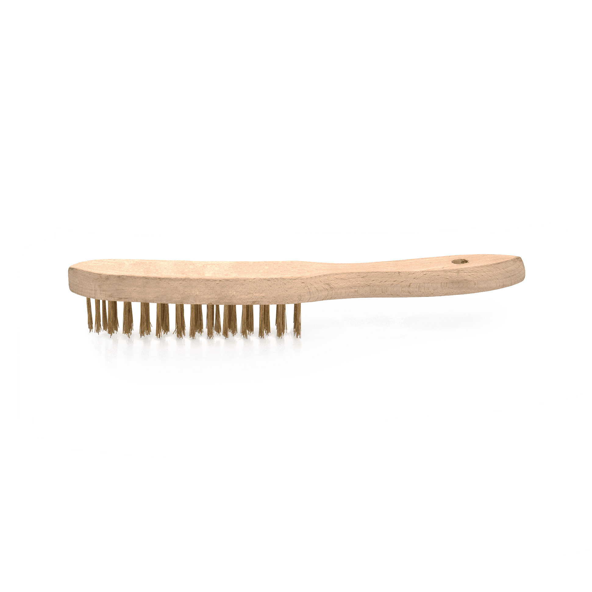 ESCOVA AÇO LATONADO COM CABO MADEIRA