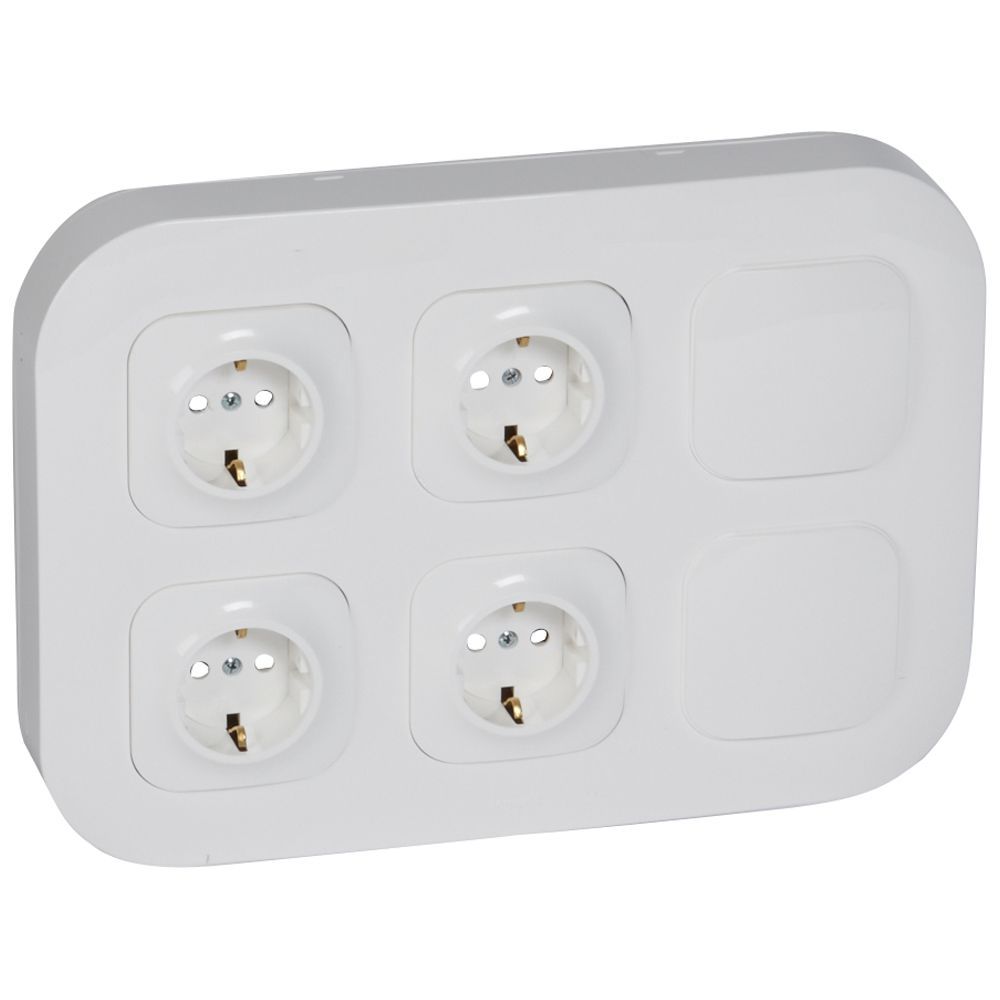 FORIX - WORKSTATION 4 TOMADAS 2P+T SCHUKO COM OBTURADOR - BRANCO