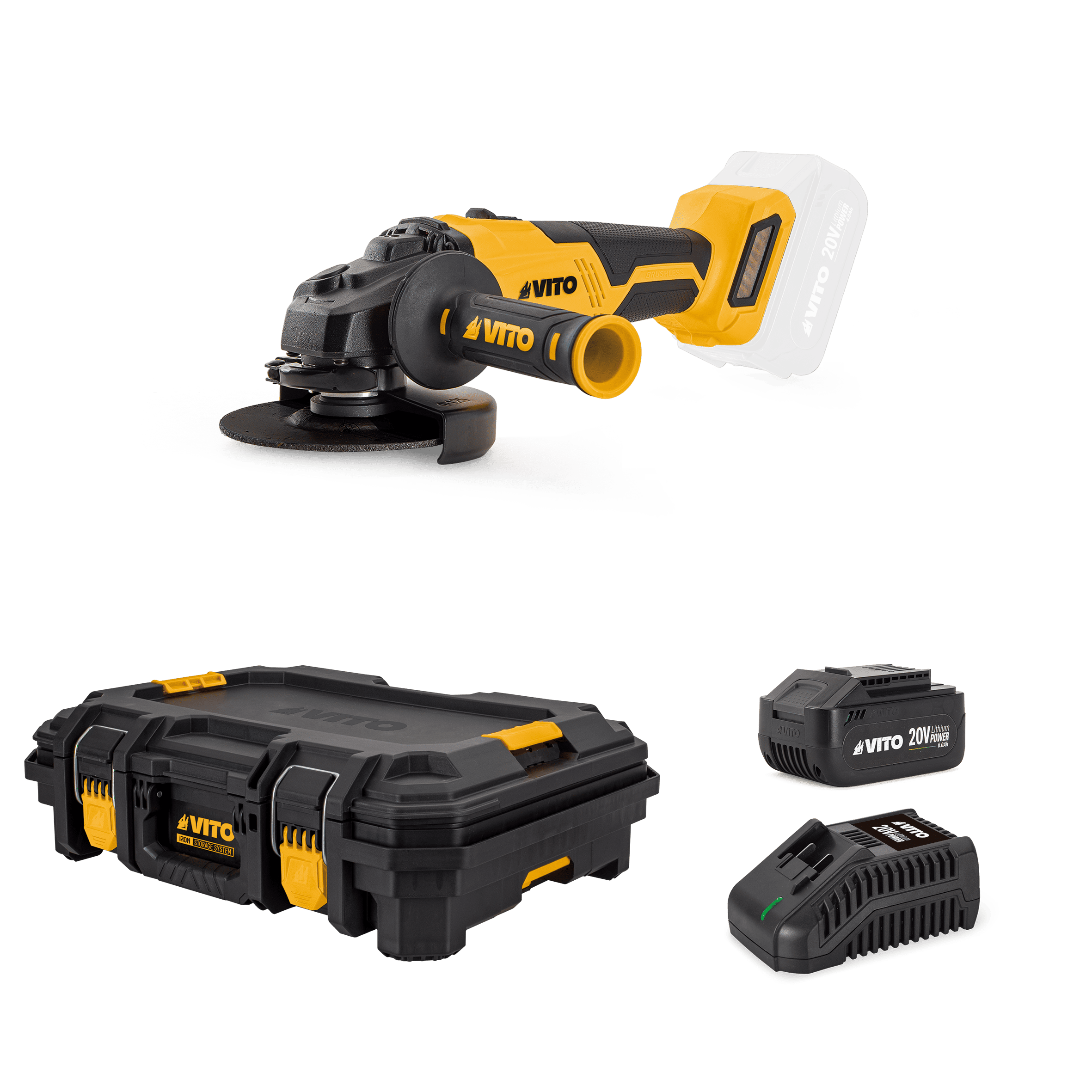 PACK EGO IRON:  REBARBADORA BRUSHLESS 125MM, CARREGADOR RÁPIDO, BATERIA 4AH, MALA MODULAR TOP