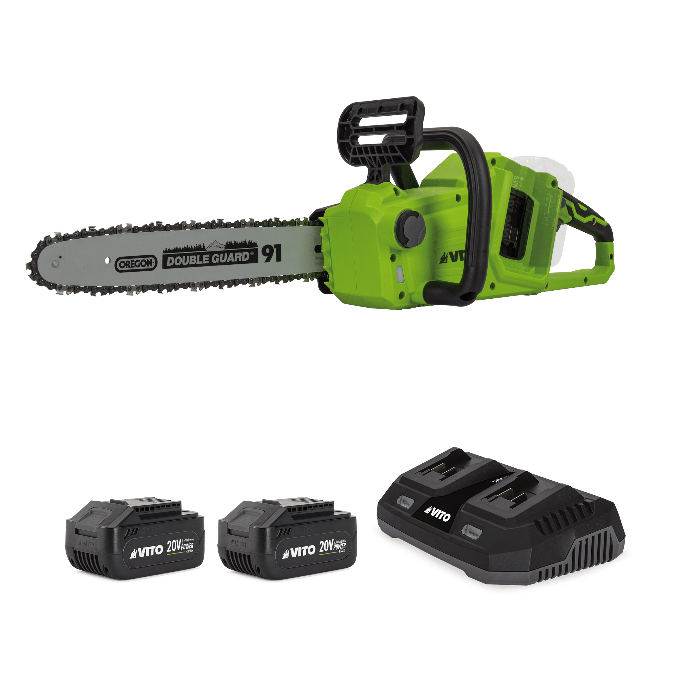 ELETROSSERRA BRUSHLESS EGO 40V, COM 2 BATERIAS E CARREGADOR DUPLO