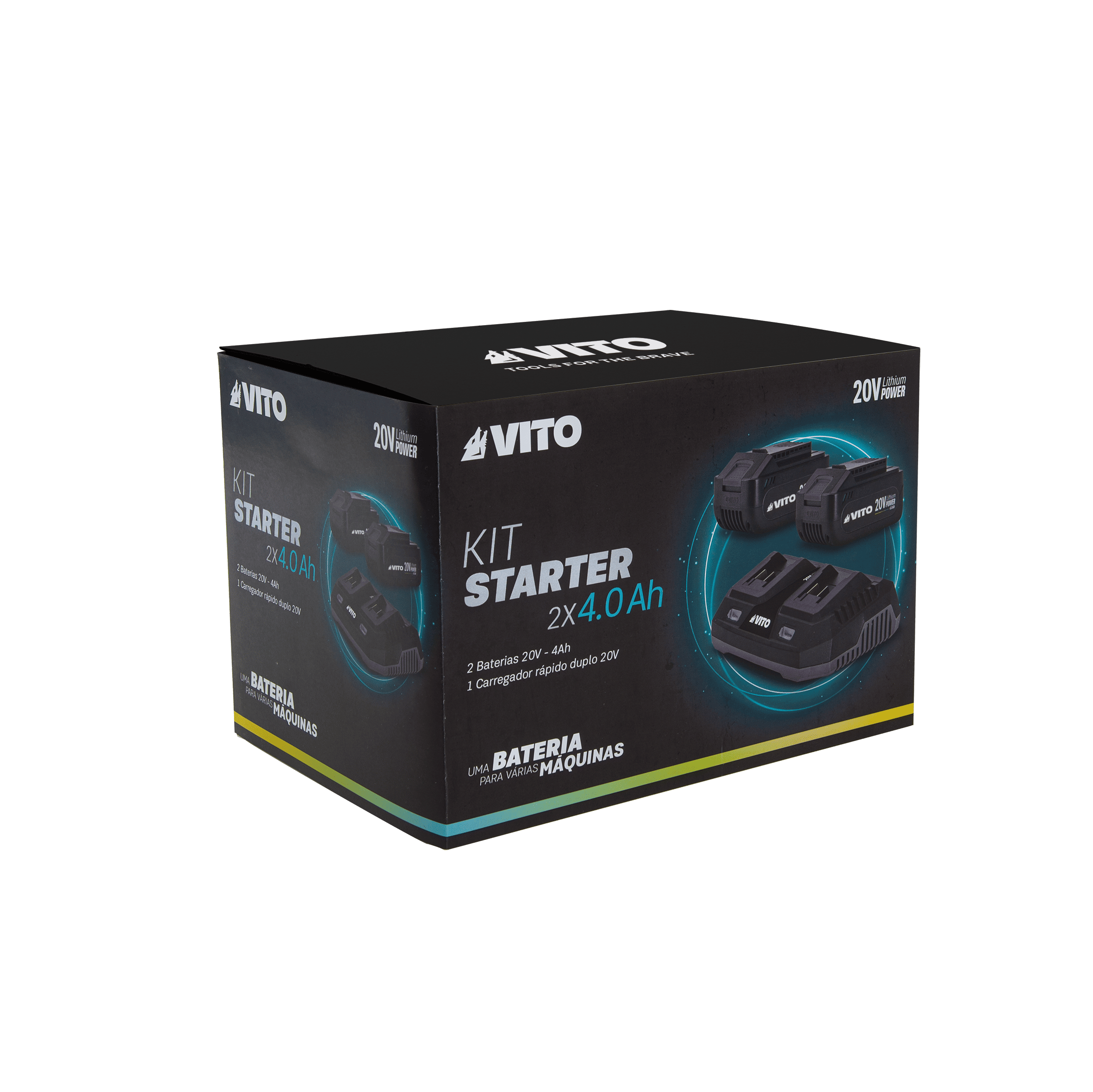 KIT STARTER 20V 4.0AH: 2X BATERIAS 20V 4AH E CARREGADOR DUPLO