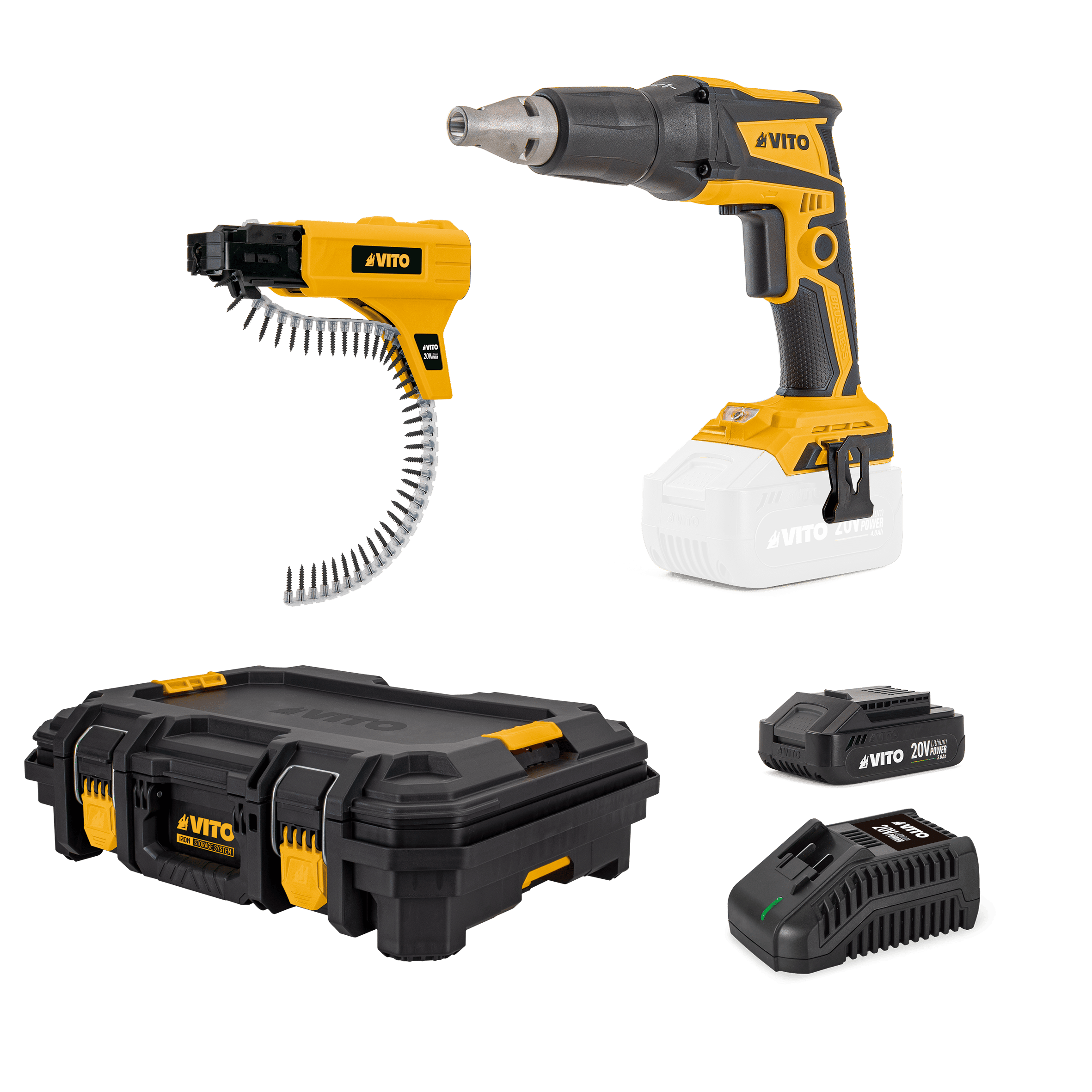 APARAFUSADORA GESSO 20V, AUTO ALIMENTADOR, BATERIA 3AH, CARREGADOR E MALA