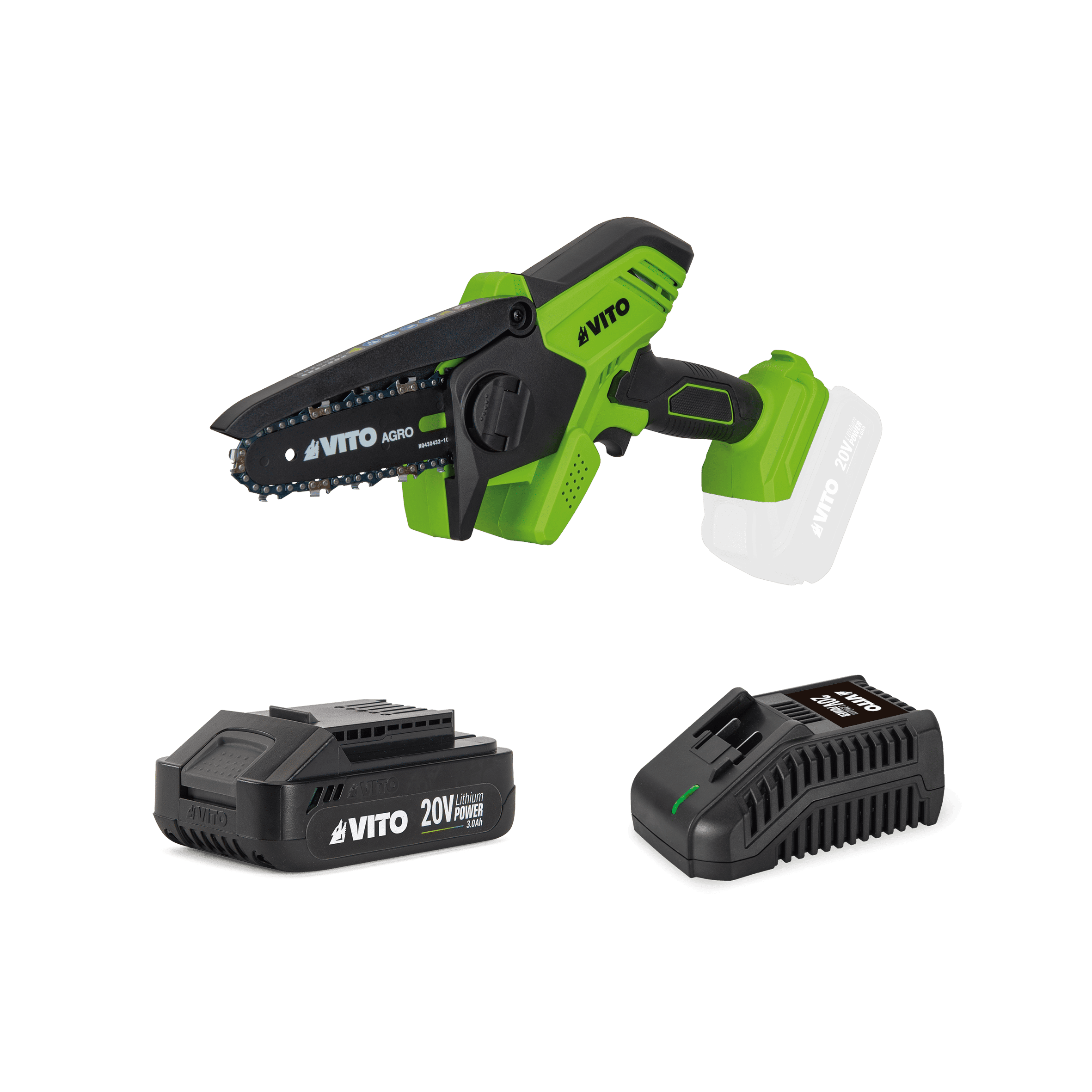 MINI PODADORA 20V, CORRENTE 100MM, COM BATERIA 3AH E CARREGADOR