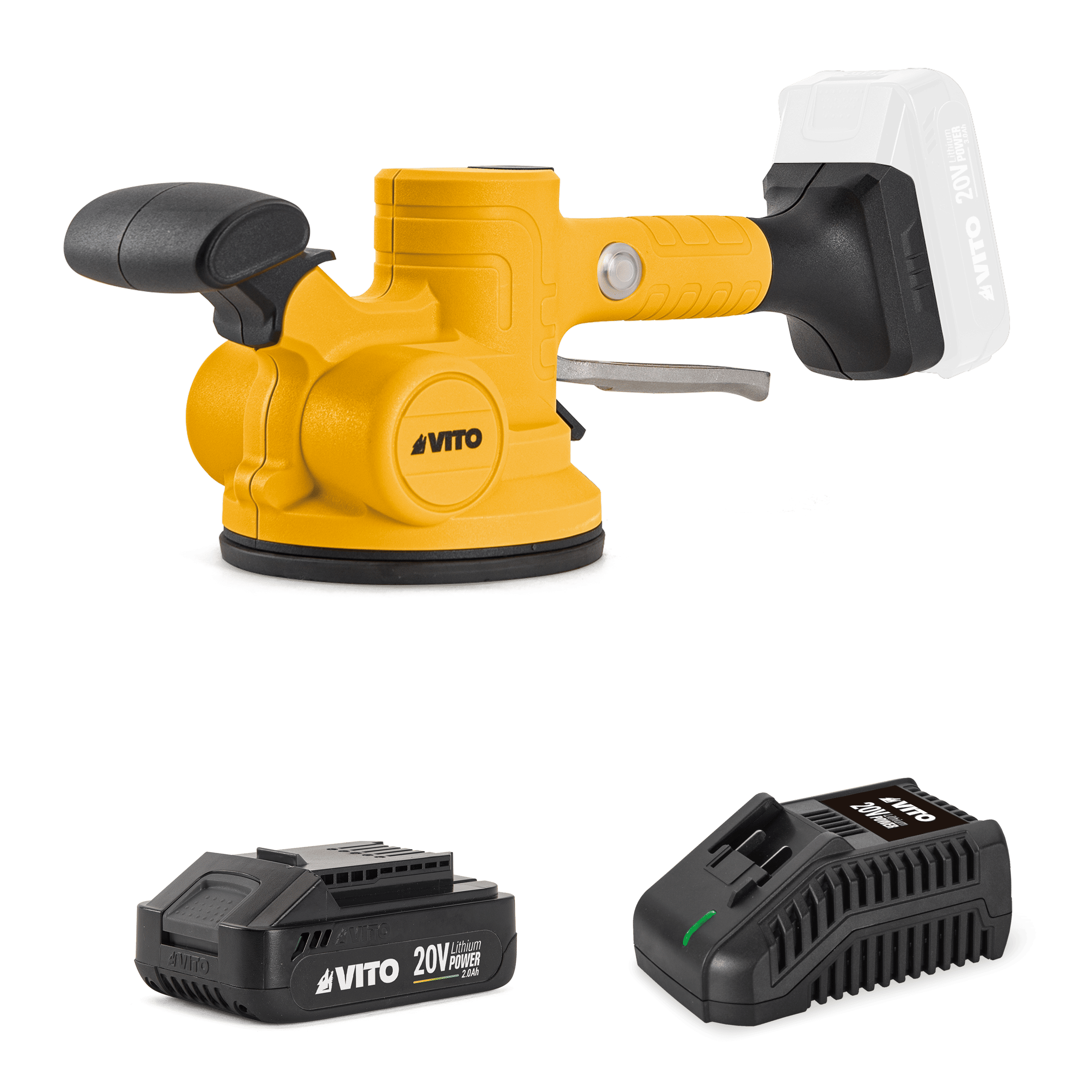 VENTOSA VIBRATÓRIA PARA CERÂMICA 130MM 20V, COM BATERIA E CARREGADOR