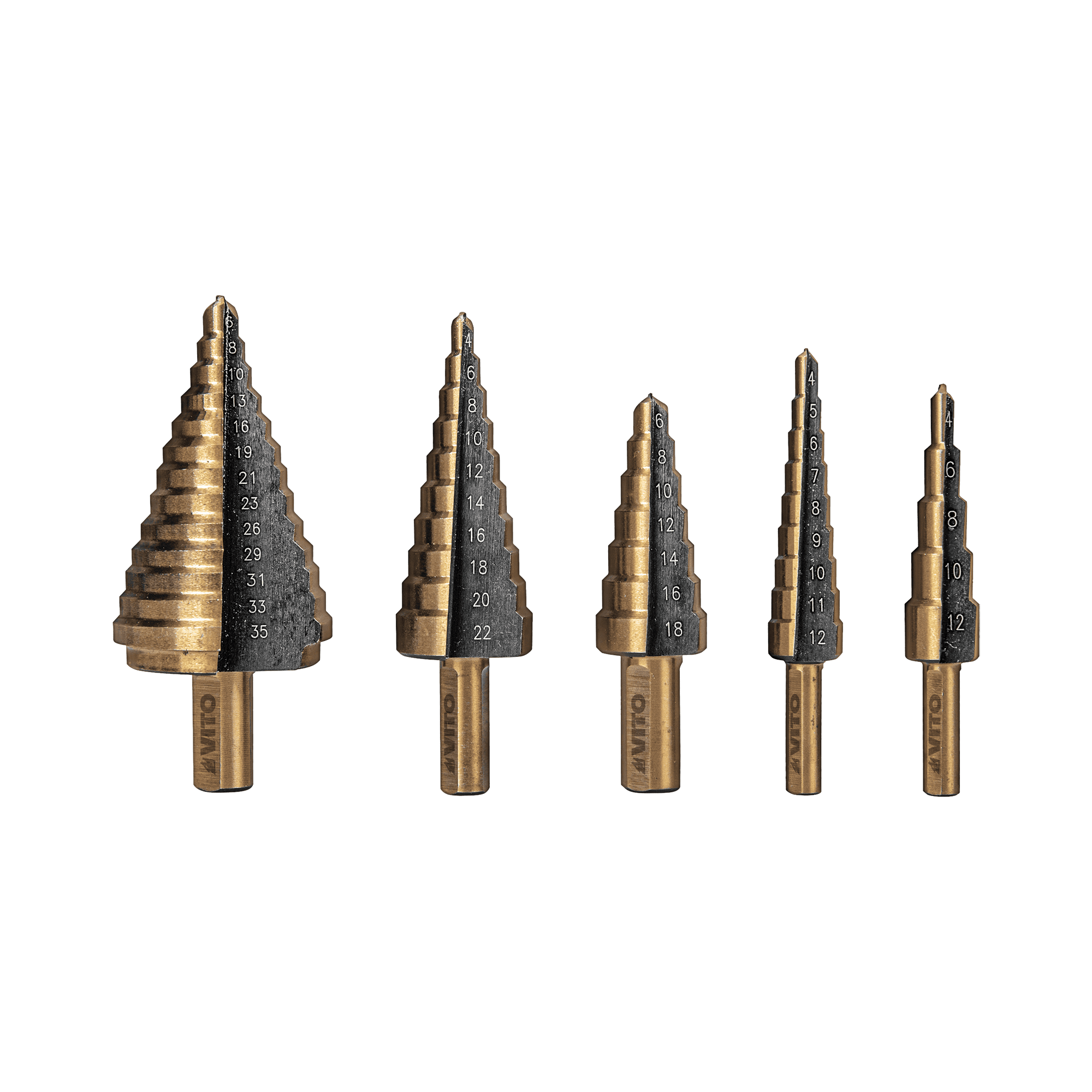 CJ. 5 BROCAS ESCALONADAS HSS (6-35, 4-22, 6-18, 4-12, 4-12 MM)