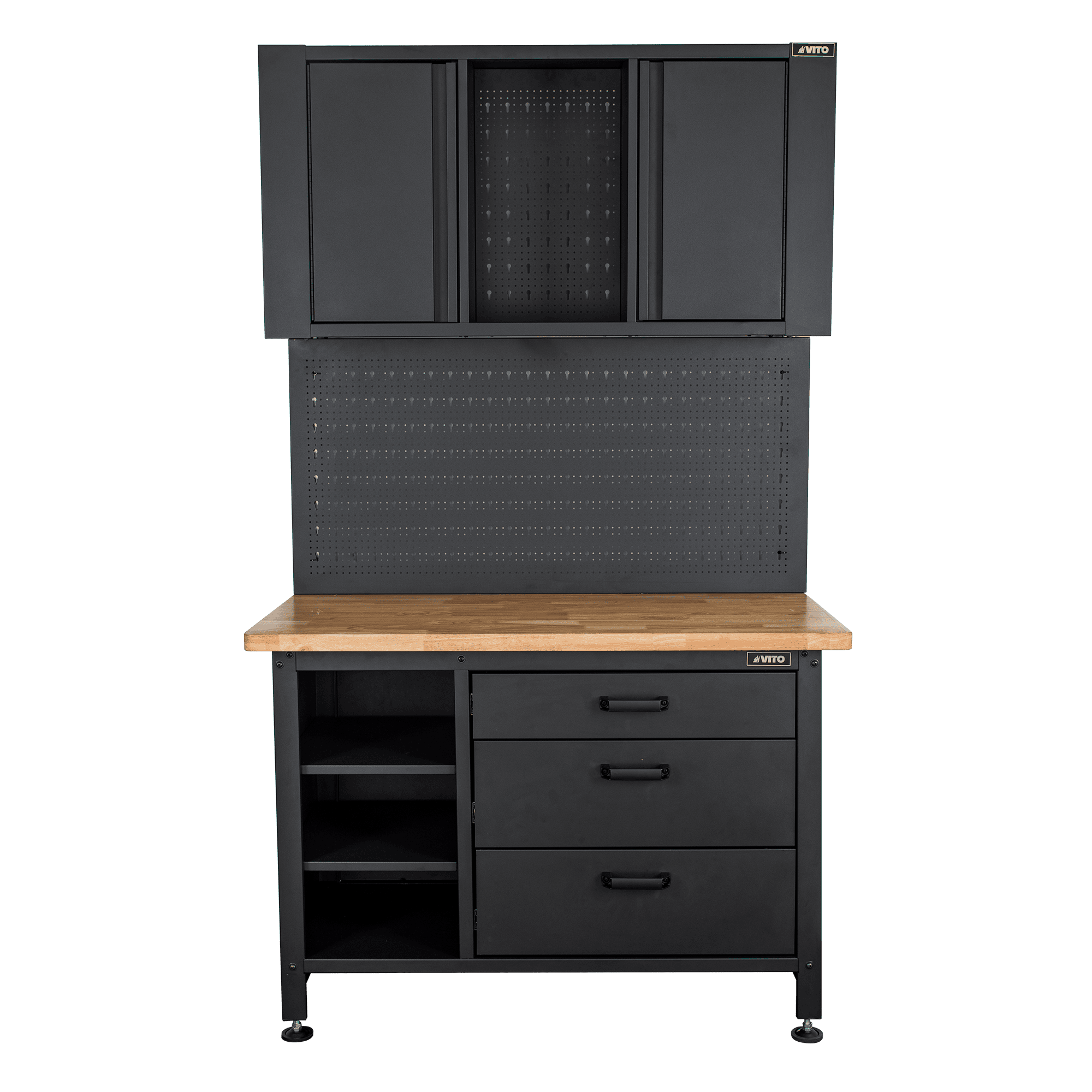 BANCADA DE TRABALHO COM PAINEL E ARMÁRIO