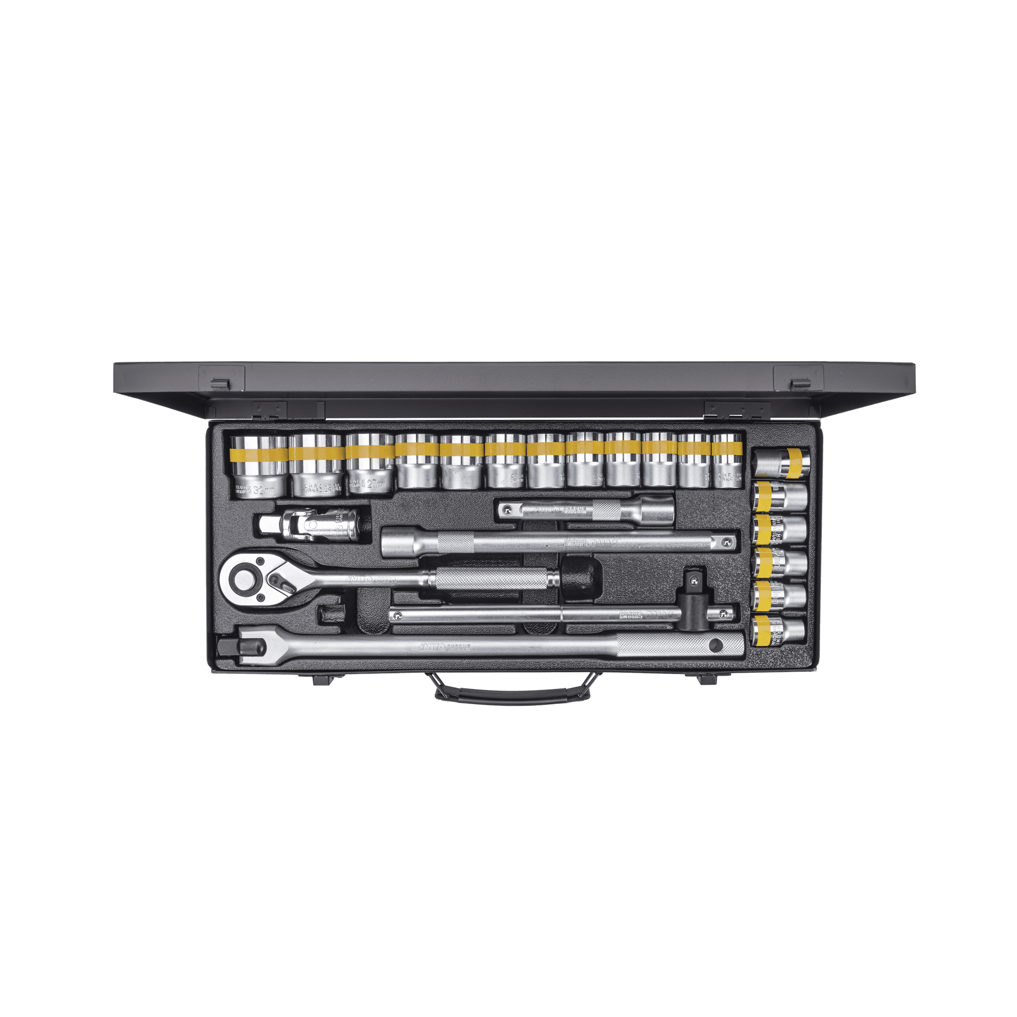 JOGO CHAVE CAIXA COM ROQUETE 1/2" - 10-32MM, 24 PEÇAS